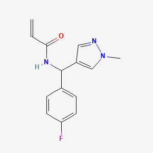 molecular formula C14H14FN3O B2656882 N-[(4-fluorophenyl)(1-methyl-1H-pyrazol-4-yl)methyl]prop-2-enamide CAS No. 2094909-41-6