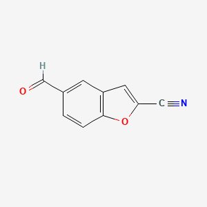 molecular formula C10H5NO2 B2656886 5-Formylbenzofuran-2-carbonitrile CAS No. 1258154-58-3