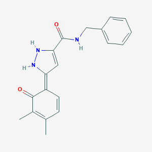 (5Z)-N-benzyl-5-(4,5-dimethyl-6-oxocyclohexa-2,4-dien-1-ylidene)-1,2-dihydropyrazole-3-carboxamide