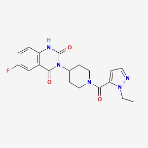 3-(1-(1-ethyl-1H-pyrazole-5-carbonyl)piperidin-4-yl)-6-fluoroquinazoline-2,4(1H,3H)-dione