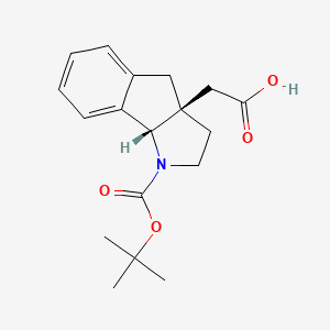 molecular formula C18H23NO4 B2656913 rac-2-[(3aR,8bS)-1-[(tert-butoxy)carbonyl]-1H,2H,3H,3aH,4H,8bH-indeno[1,2-b]pyrrol-3a-yl]acetic acid CAS No. 2413365-29-2