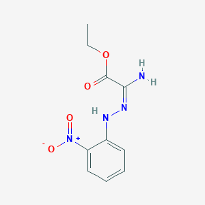 molecular formula C10H12N4O4 B2656914 2-氨基-2-[(E)-2-(2-硝基苯基)腙]乙酸乙酯 CAS No. 114098-35-0