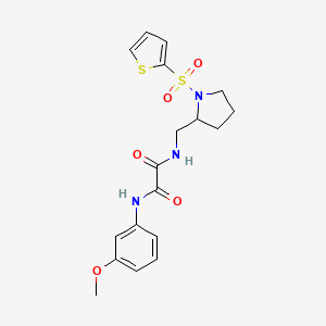 molecular formula C18H21N3O5S2 B2656934 N1-(3-methoxyphenyl)-N2-((1-(thiophen-2-ylsulfonyl)pyrrolidin-2-yl)methyl)oxalamide CAS No. 896281-08-6