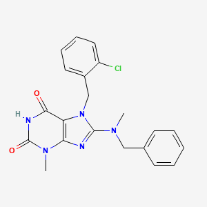 molecular formula C21H20ClN5O2 B2656937 8-(benzyl(methyl)amino)-7-(2-chlorobenzyl)-3-methyl-1H-purine-2,6(3H,7H)-dione CAS No. 376624-20-3