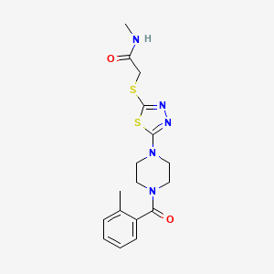 molecular formula C17H21N5O2S2 B2656938 N-methyl-2-((5-(4-(2-methylbenzoyl)piperazin-1-yl)-1,3,4-thiadiazol-2-yl)thio)acetamide CAS No. 1105226-28-5