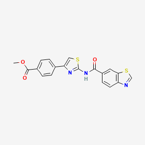 molecular formula C19H13N3O3S2 B2656947 Methyl 4-(2-(benzo[d]thiazole-6-carboxamido)thiazol-4-yl)benzoate CAS No. 681173-87-5
