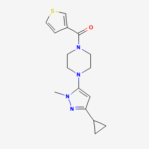 (4-(3-cyclopropyl-1-methyl-1H-pyrazol-5-yl)piperazin-1-yl)(thiophen-3-yl)methanone