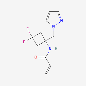 N-[3,3-Difluoro-1-(pyrazol-1-ylmethyl)cyclobutyl]prop-2-enamide