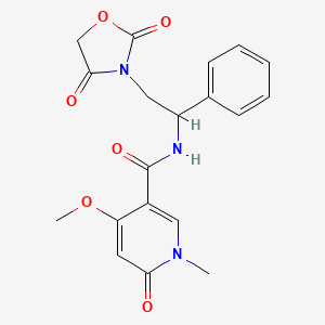 molecular formula C19H19N3O6 B2656963 N-(2-(2,4-dioxooxazolidin-3-yl)-1-phenylethyl)-4-methoxy-1-methyl-6-oxo-1,6-dihydropyridine-3-carboxamide CAS No. 1903269-32-8