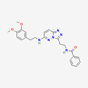 molecular formula C24H26N6O3 B2656964 N-(2-(6-((3,4-dimethoxyphenethyl)amino)-[1,2,4]triazolo[4,3-b]pyridazin-3-yl)ethyl)benzamide CAS No. 873002-68-7