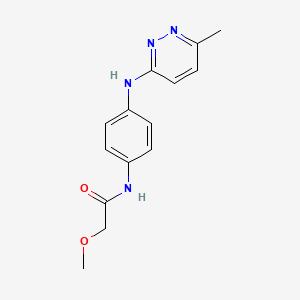 molecular formula C14H16N4O2 B2656968 2-甲氧基-N-(4-((6-甲基吡啶并哒嗪-3-基)氨基)苯基)乙酰胺 CAS No. 1207022-36-3