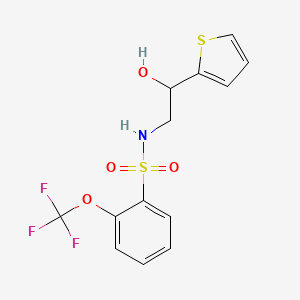 molecular formula C13H12F3NO4S2 B2656999 N-(2-hydroxy-2-(thiophen-2-yl)ethyl)-2-(trifluoromethoxy)benzenesulfonamide CAS No. 1798523-56-4