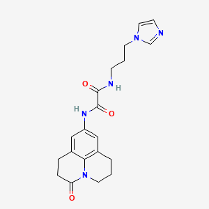 molecular formula C20H23N5O3 B2657012 N1-(3-(1H-imidazol-1-yl)propyl)-N2-(3-oxo-1,2,3,5,6,7-hexahydropyrido[3,2,1-ij]quinolin-9-yl)oxalamide CAS No. 898427-80-0