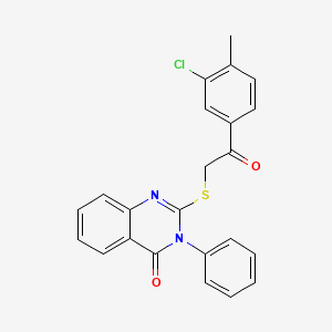 molecular formula C23H17ClN2O2S B2657019 2-((2-(3-Chloro-4-methylphenyl)-2-oxoethyl)sulfanyl)-3-phenyl-4(3H)-quinazolinone CAS No. 329079-80-3