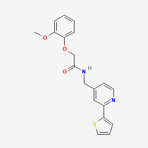 molecular formula C19H18N2O3S B2657020 2-(2-methoxyphenoxy)-N-((2-(thiophen-2-yl)pyridin-4-yl)methyl)acetamide CAS No. 2034269-92-4