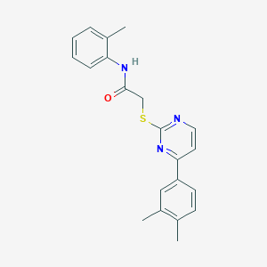 molecular formula C21H21N3OS B2657029 2-((4-(3,4-二甲苯基)嘧啶-2-基)硫代)-N-(邻甲苯基)乙酰胺 CAS No. 1019153-63-9