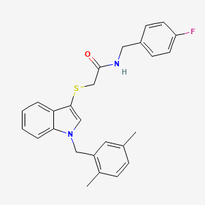 2-[1-[(2,5-dimethylphenyl)methyl]indol-3-yl]sulfanyl-N-[(4-fluorophenyl)methyl]acetamide