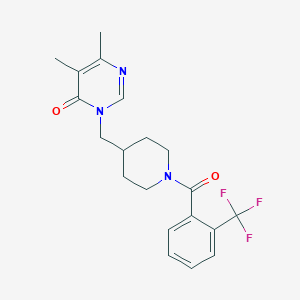molecular formula C20H22F3N3O2 B2657043 5,6-Dimethyl-3-({1-[2-(trifluoromethyl)benzoyl]piperidin-4-yl}methyl)-3,4-dihydropyrimidin-4-one CAS No. 2198426-37-6