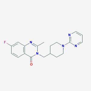 molecular formula C19H20FN5O B2657054 7-Fluoro-2-methyl-3-[(1-pyrimidin-2-ylpiperidin-4-yl)methyl]quinazolin-4-one CAS No. 2415633-36-0