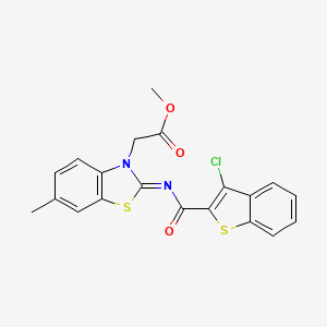 molecular formula C20H15ClN2O3S2 B2657061 (Z)-methyl 2-(2-((3-chlorobenzo[b]thiophene-2-carbonyl)imino)-6-methylbenzo[d]thiazol-3(2H)-yl)acetate CAS No. 1006015-73-1