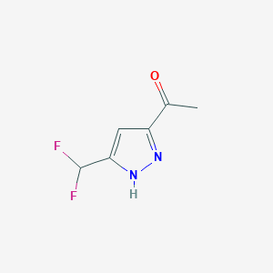 molecular formula C6H6F2N2O B2657062 5-乙酰基-3-(二氟甲基)-1H-吡唑 CAS No. 2104659-23-4