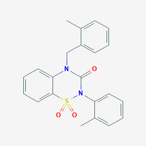 molecular formula C22H20N2O3S B2657072 4-(2-methylbenzyl)-2-(2-methylphenyl)-2H-1,2,4-benzothiadiazin-3(4H)-one 1,1-dioxide CAS No. 942034-64-2