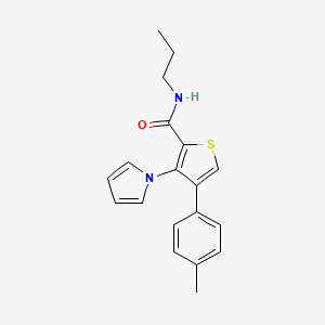 molecular formula C19H20N2OS B2657073 4-(4-methylphenyl)-N-propyl-3-(1H-pyrrol-1-yl)thiophene-2-carboxamide CAS No. 1291855-61-2