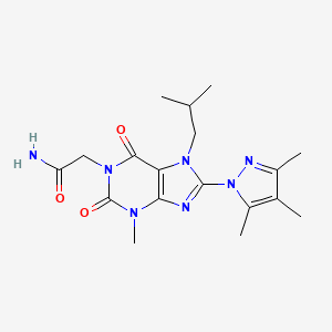 molecular formula C18H25N7O3 B2657079 2-[3-Methyl-7-(2-methylpropyl)-2,6-dioxo-8-(3,4,5-trimethylpyrazol-1-yl)purin-1-yl]acetamide CAS No. 1013763-10-4