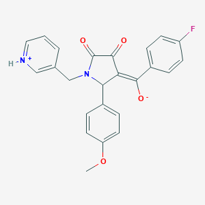 molecular formula C24H19FN2O4 B265708 (E)-(4-fluorophenyl)[2-(4-methoxyphenyl)-4,5-dioxo-1-(pyridinium-3-ylmethyl)pyrrolidin-3-ylidene]methanolate 