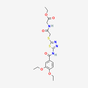 molecular formula C19H24N4O6S2 B2657087 Ethyl 2-(2-((5-(3,4-diethoxybenzamido)-1,3,4-thiadiazol-2-yl)thio)acetamido)acetate CAS No. 893358-07-1