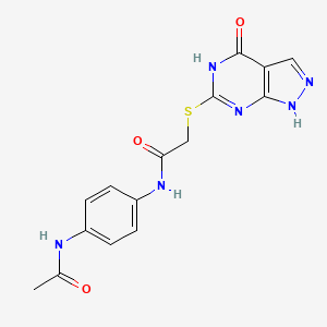 molecular formula C15H14N6O3S B2657094 N-(4-acetamidophenyl)-2-((4-oxo-4,5-dihydro-1H-pyrazolo[3,4-d]pyrimidin-6-yl)thio)acetamide CAS No. 877630-11-0