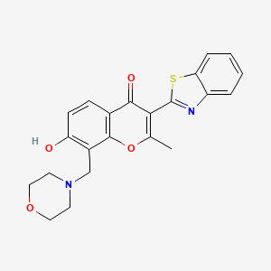 molecular formula C22H20N2O4S B2657112 3-Benzothiazol-2-yl-7-hydroxy-2-methyl-8-(morpholin-4-ylmethyl)chromen-4-one CAS No. 384362-45-2