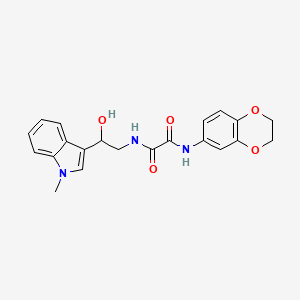 molecular formula C21H21N3O5 B2657115 N1-(2,3-dihydrobenzo[b][1,4]dioxin-6-yl)-N2-(2-hydroxy-2-(1-methyl-1H-indol-3-yl)ethyl)oxalamide CAS No. 1705020-71-8