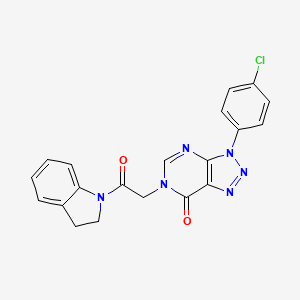 molecular formula C20H15ClN6O2 B2657117 3-(4-Chlorophenyl)-6-[2-(2,3-dihydroindol-1-yl)-2-oxoethyl]triazolo[4,5-d]pyrimidin-7-one CAS No. 872590-74-4