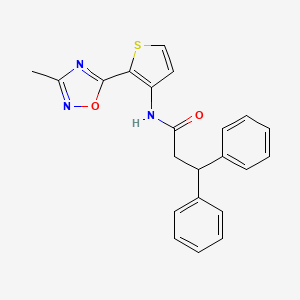 molecular formula C22H19N3O2S B2657118 N-(2-(3-methyl-1,2,4-oxadiazol-5-yl)thiophen-3-yl)-3,3-diphenylpropanamide CAS No. 1797597-66-0