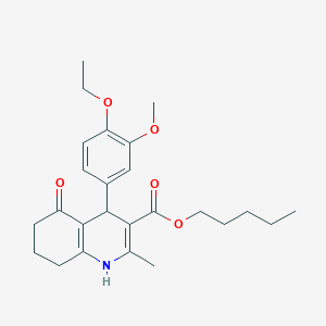molecular formula C25H33NO5 B265712 Pentyl 4-(4-ethoxy-3-methoxyphenyl)-2-methyl-5-oxo-1,4,5,6,7,8-hexahydroquinoline-3-carboxylate 
