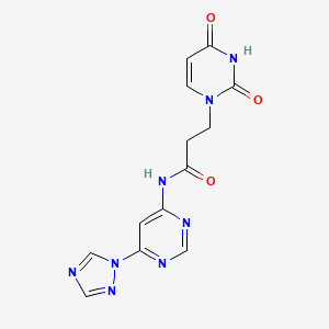 N-(6-(1H-1,2,4-triazol-1-yl)pyrimidin-4-yl)-3-(2,4-dioxo-3,4-dihydropyrimidin-1(2H)-yl)propanamide