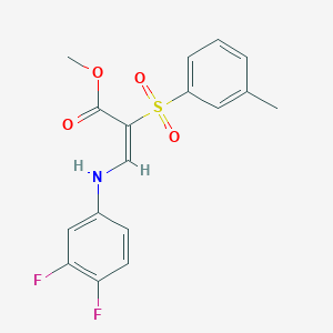 molecular formula C17H15F2NO4S B2657129 methyl (2E)-3-[(3,4-difluorophenyl)amino]-2-[(3-methylphenyl)sulfonyl]acrylate CAS No. 1327173-72-7