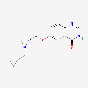 B2657130 6-[[1-(Cyclopropylmethyl)aziridin-2-yl]methoxy]-3H-quinazolin-4-one CAS No. 2418709-44-9