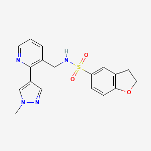 molecular formula C18H18N4O3S B2657134 N-((2-(1-methyl-1H-pyrazol-4-yl)pyridin-3-yl)methyl)-2,3-dihydrobenzofuran-5-sulfonamide CAS No. 2034610-55-2