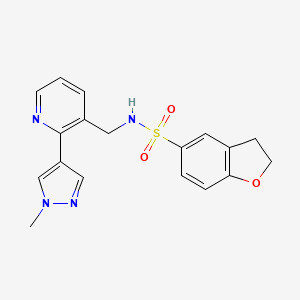 molecular formula C18H18N4O3S B2657134 N-((2-(1-甲基-1H-吡唑-4-基)吡啶-3-基)甲基)-2,3-二氢苯并呋喃-5-磺酰胺 CAS No. 2034610-55-2