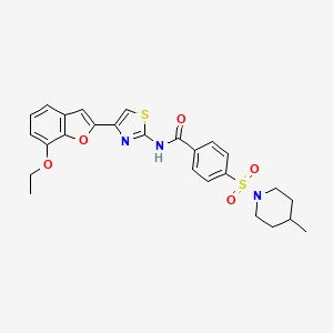 molecular formula C26H27N3O5S2 B2657140 N-(4-(7-ethoxybenzofuran-2-yl)thiazol-2-yl)-4-((4-methylpiperidin-1-yl)sulfonyl)benzamide CAS No. 921870-98-6