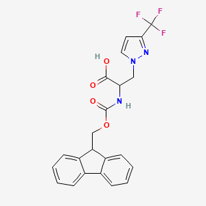molecular formula C22H18F3N3O4 B2657146 2-({[(9H-fluoren-9-yl)methoxy]carbonyl}amino)-3-[3-(trifluoromethyl)-1H-pyrazol-1-yl]propanoic acid CAS No. 2137448-31-6
