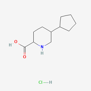 molecular formula C11H20ClNO2 B2657147 5-Cyclopentylpiperidine-2-carboxylic acid;hydrochloride CAS No. 2408959-14-6