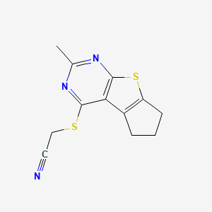 [(2-methyl-6,7-dihydro-5H-cyclopenta[4,5]thieno[2,3-d]pyrimidin-4-yl)thio]acetonitrile