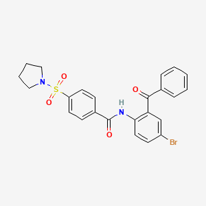 molecular formula C24H21BrN2O4S B2657152 N-(2-苯甲酰-4-溴苯基)-4-(吡咯烷-1-磺酰基)苯甲酰胺 CAS No. 312755-79-6