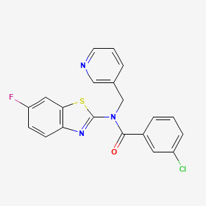 molecular formula C20H13ClFN3OS B2657156 3-chloro-N-(6-fluorobenzo[d]thiazol-2-yl)-N-(pyridin-3-ylmethyl)benzamide CAS No. 895017-67-1