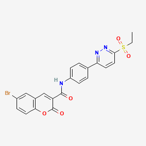 molecular formula C22H16BrN3O5S B2657159 6-溴-N-(4-(6-(乙磺酰基)哒嗪-3-基)苯基)-2-氧代-2H-色烯-3-甲酰胺 CAS No. 921587-30-6