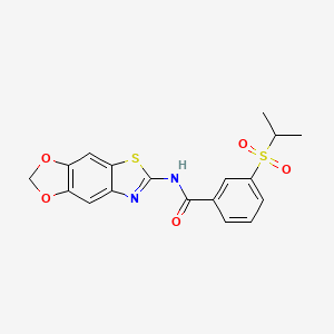 molecular formula C18H16N2O5S2 B2657164 N-([1,3]dioxolo[4',5':4,5]benzo[1,2-d]thiazol-6-yl)-3-(isopropylsulfonyl)benzamide CAS No. 941993-11-9