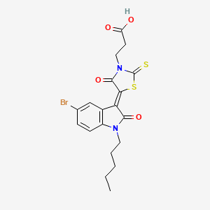 molecular formula C19H19BrN2O4S2 B2657168 3-[(5Z)-5-(5-bromo-2-oxo-1-pentyl-1,2-dihydro-3H-indol-3-ylidene)-4-oxo-2-thioxo-1,3-thiazolidin-3-yl]propanoic acid CAS No. 618077-03-5